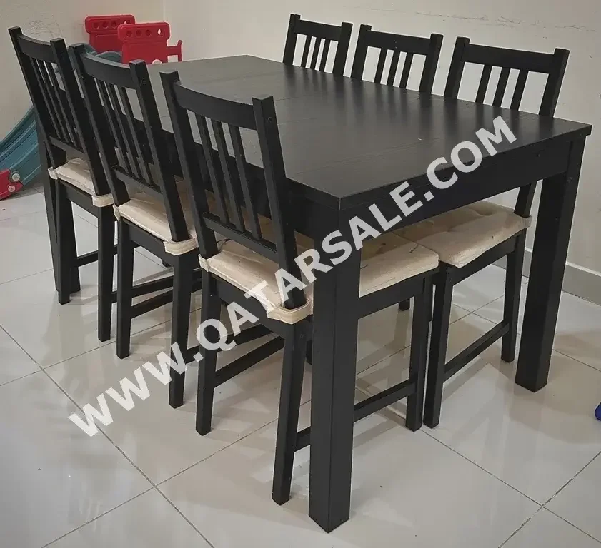 طاولة طعام مع كراسي  - ايكيا  - أسود  - 6 مقاعد