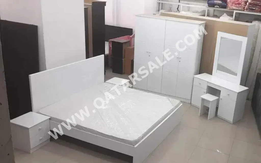 Bedroom Sets - Qatar Design  - Double Bed, Wardrobe, Office Desk and Dressing Table  - White
