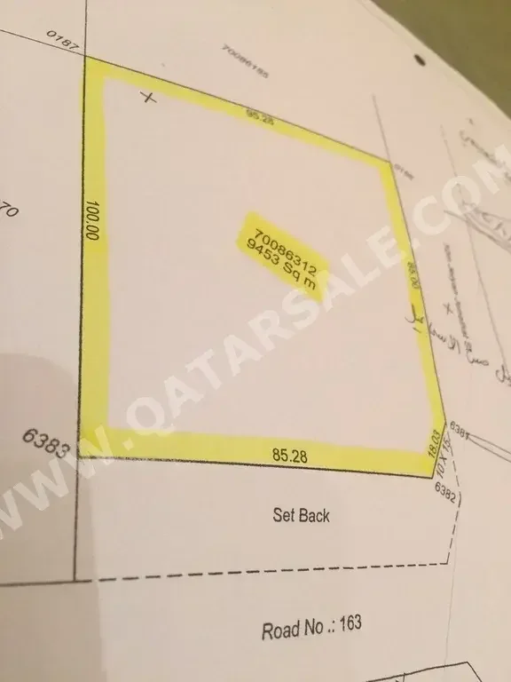 Lands For Sale in Al Daayen  - Al Khisah  -Area Size 9,450 Square Meter
