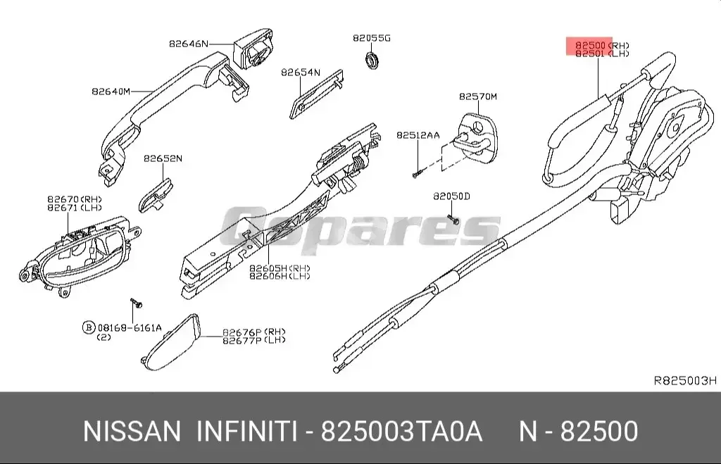 Car Parts - Nissan  Altima  - Locks auto parts  -Part Number: 825003TA0A