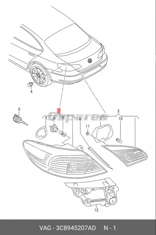 Car Parts - Volkswagen  CC  - Lightning & Fuses  -Part Number: 3C8945207AD