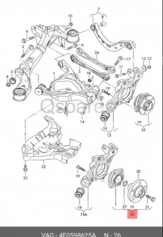 Car Parts - Audi  A6  - Brakes & Wheel Bearings  -Part Number: 4F0598625A