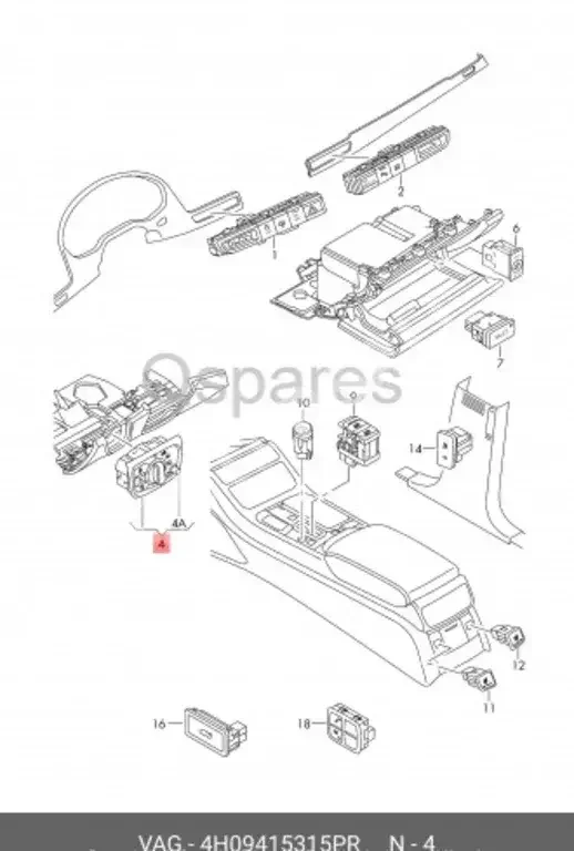 Car Parts - Audi  A4  - Lightning & Fuses  -Part Number: 4H09415315PR