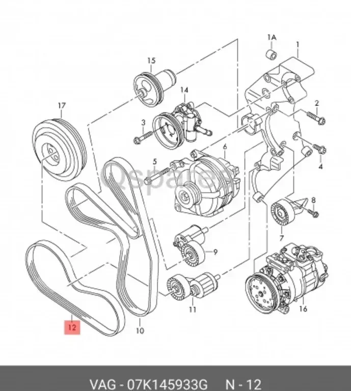 Car Parts - Volkswagen  Beetle  - Belts & Hoses & Water Pumps  -Part Number: 07K145933G