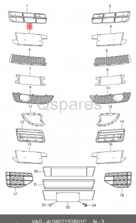 Car Parts - Audi  Q7  - Body Parts & Mirrors  -Part Number: 4L0807152B01C
