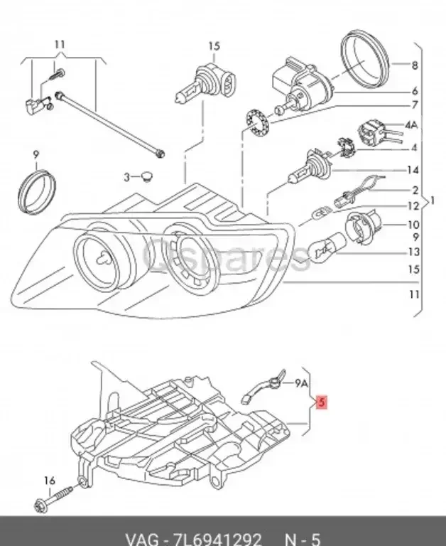 Car Parts - Volkswagen  Touareg  - Body Parts & Mirrors  -Part Number: 7L6941292
