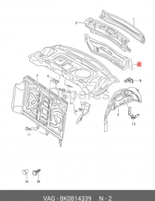 Car Parts - Audi  A5  - Body Parts & Mirrors  -Part Number: 8K0814339