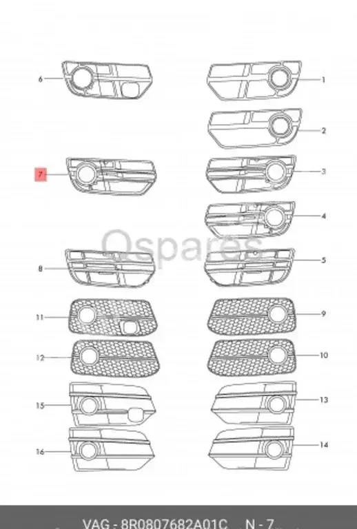 Car Parts - Audi  Q5  - Lightning & Fuses  -Part Number: 8R0807682A01C