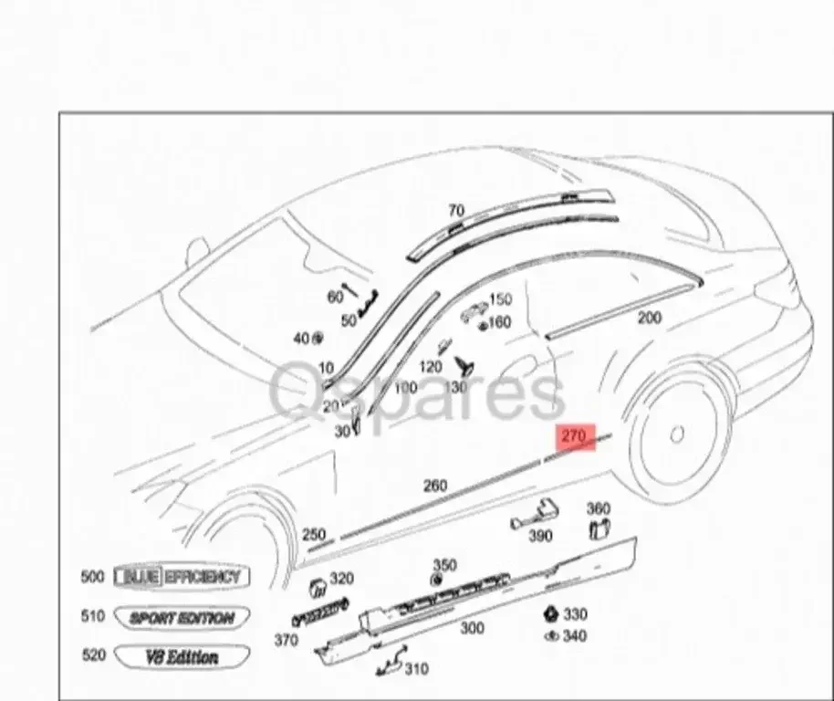 Car Parts - Mercedes-Benz  E-Class  - Strips, rubber  -Part Number: A2076980262
