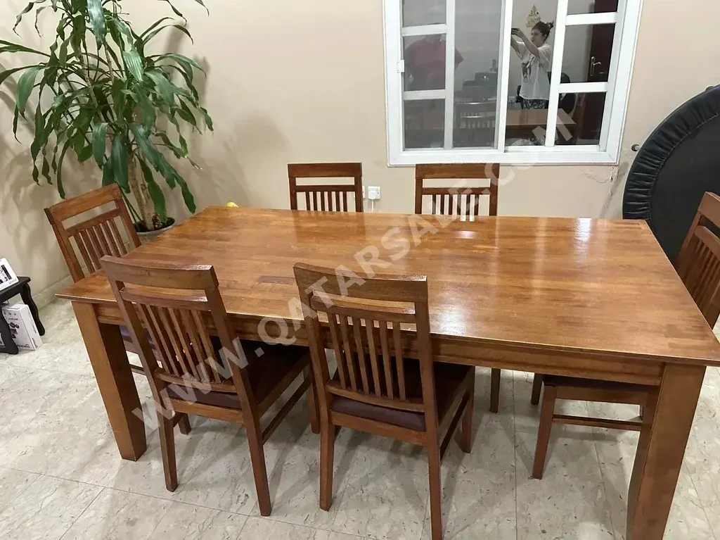 Dining Table with Chairs  - Brown  - 6 Seats