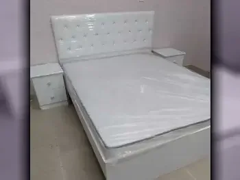 Beds - Queen  - White  - Mattress Included  - With Bedside Table