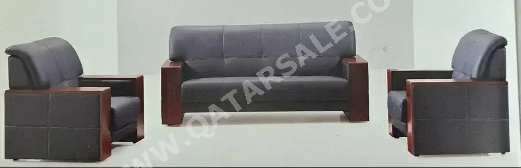 Sofas, Couches & Chairs 3-Seat Sofa & One Armchair  - Faux Leather  - Black