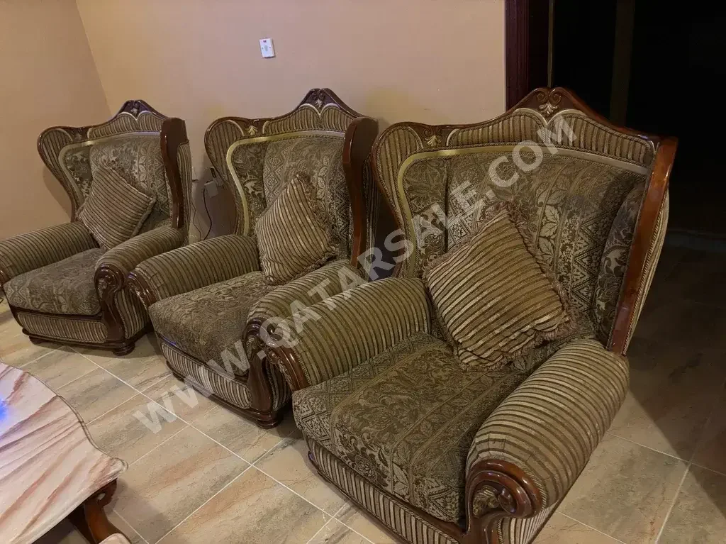 Sofas, Couches & Chairs 3-Seats sofa & 4 one armchairs  - Microfiber / Microsuede  - Brown