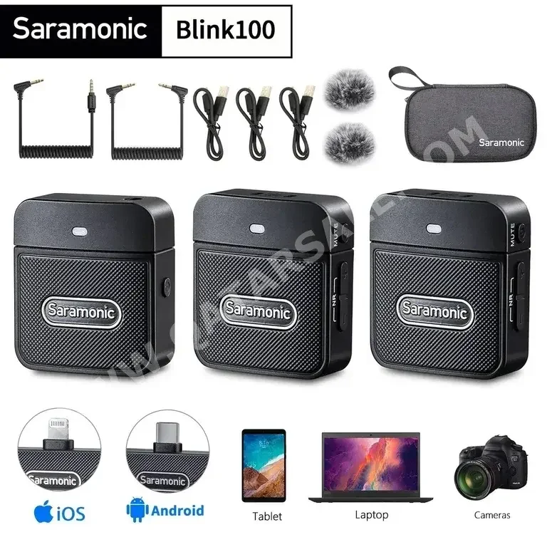 Microphone Black  Wireless/Bluetooth  Collar Type /  Saramonic  B  Case Included  Pop filter Included