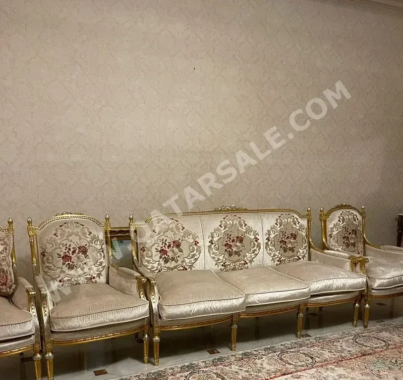 Sofas, Couches & Chairs 3-Seats sofa & 4 one armchairs  Fabric  Multi-Color  With Table  and Side Tables