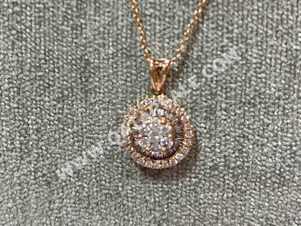 Diamond Necklace Color  F  Excellent  6.3 Carat  Round  VVS1,VVS2  With Gold
