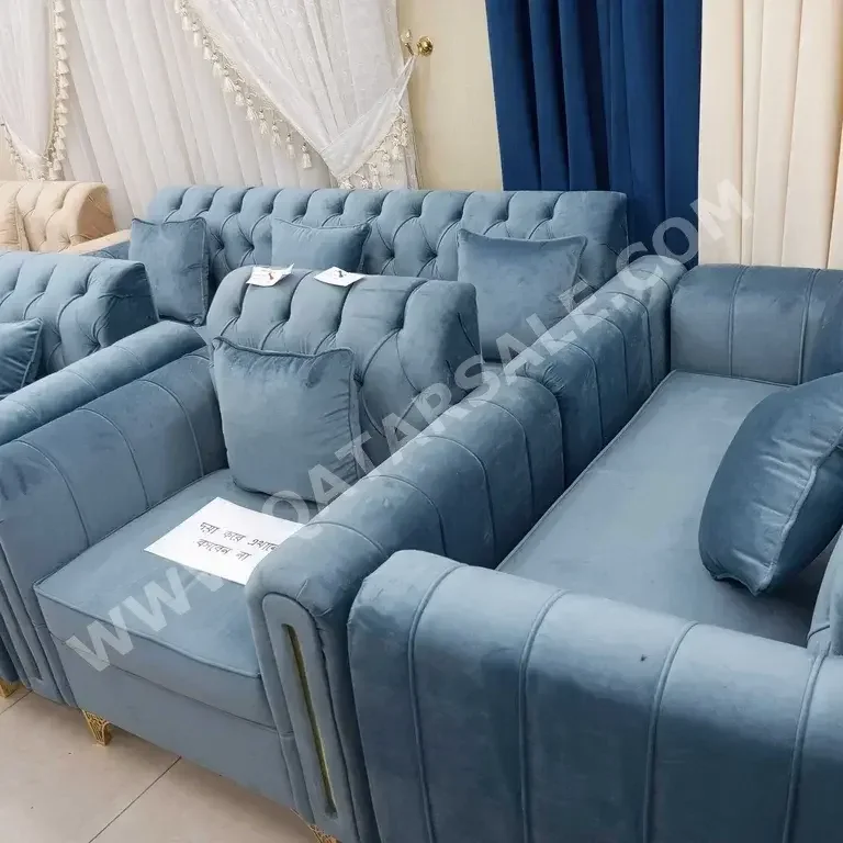 Sofas, Couches & Chairs Sofa Set  Blue  Velvet