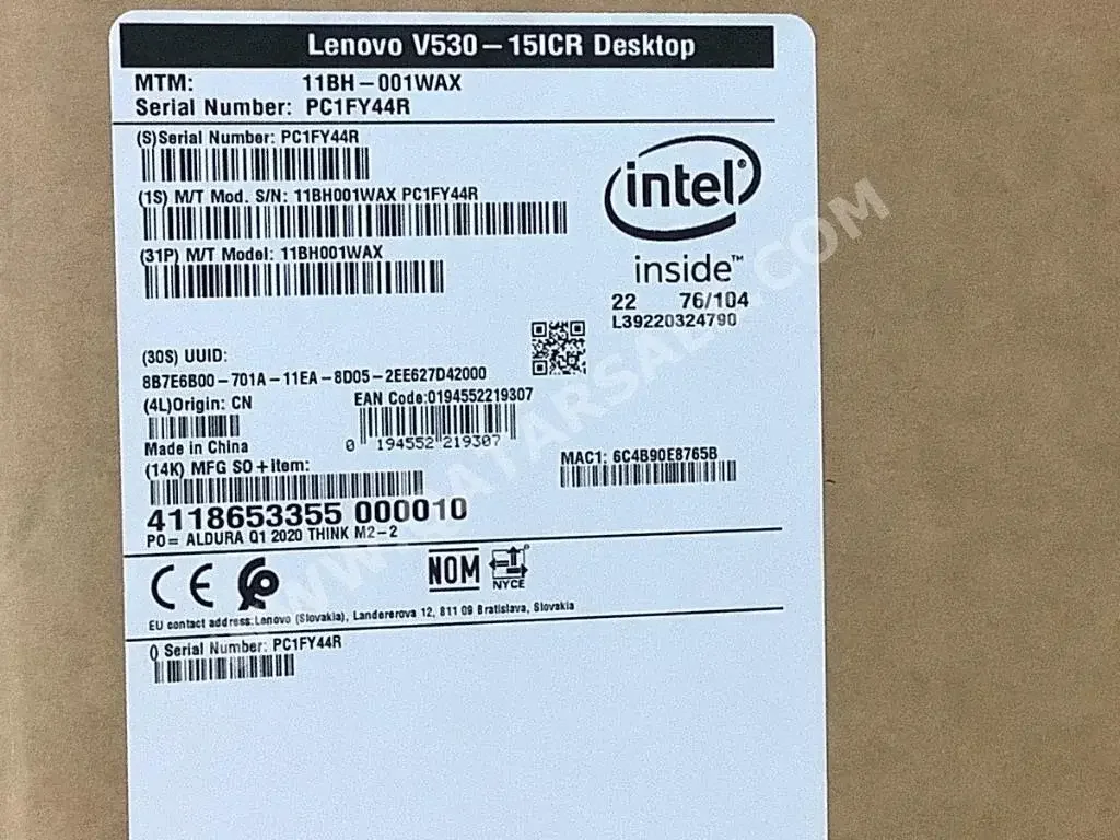 أجهزة الكمبيوتر لينوفو  انتيل  1 تيرابايت  غير مثبت  4 × 2 جيجا بايت  فول تاور \  أيديا سينتر  كور اي 3 \  بدون نظام