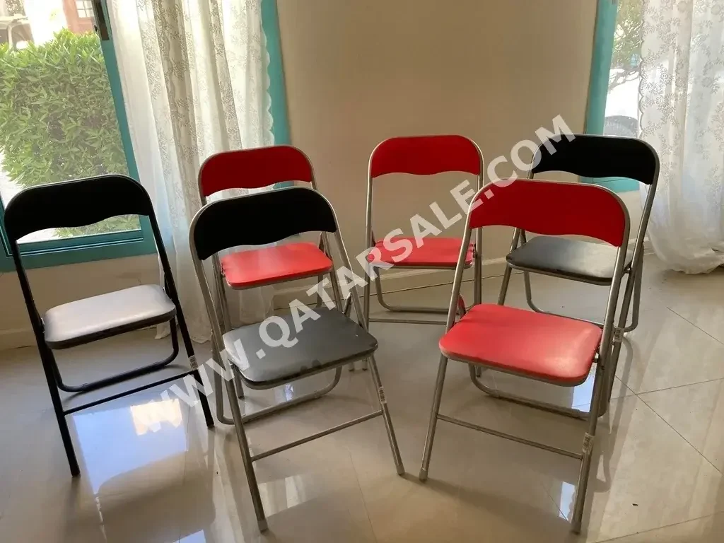 الكراسي والمقاعد - أحمر  - 6 قطع