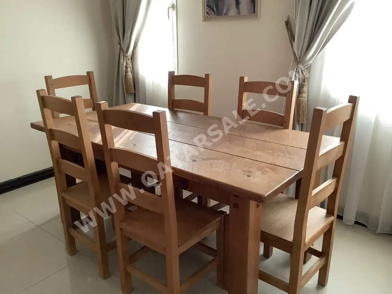 Dining Table with Chairs  Wood  6 Seats