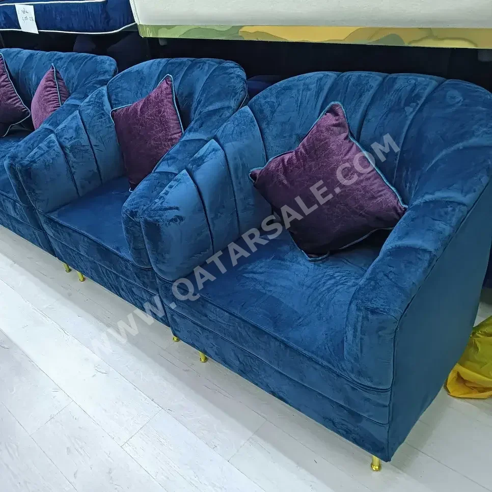 Sofas, Couches & Chairs Sofa Set  Fabric  Blue