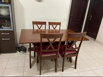 Dining Table with Chairs  Brown  4 Seats