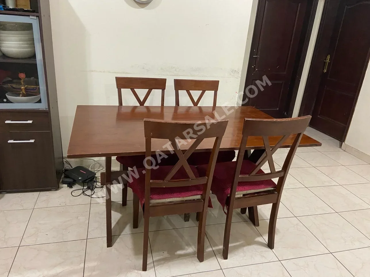 Dining Table with Chairs  Brown  4 Seats