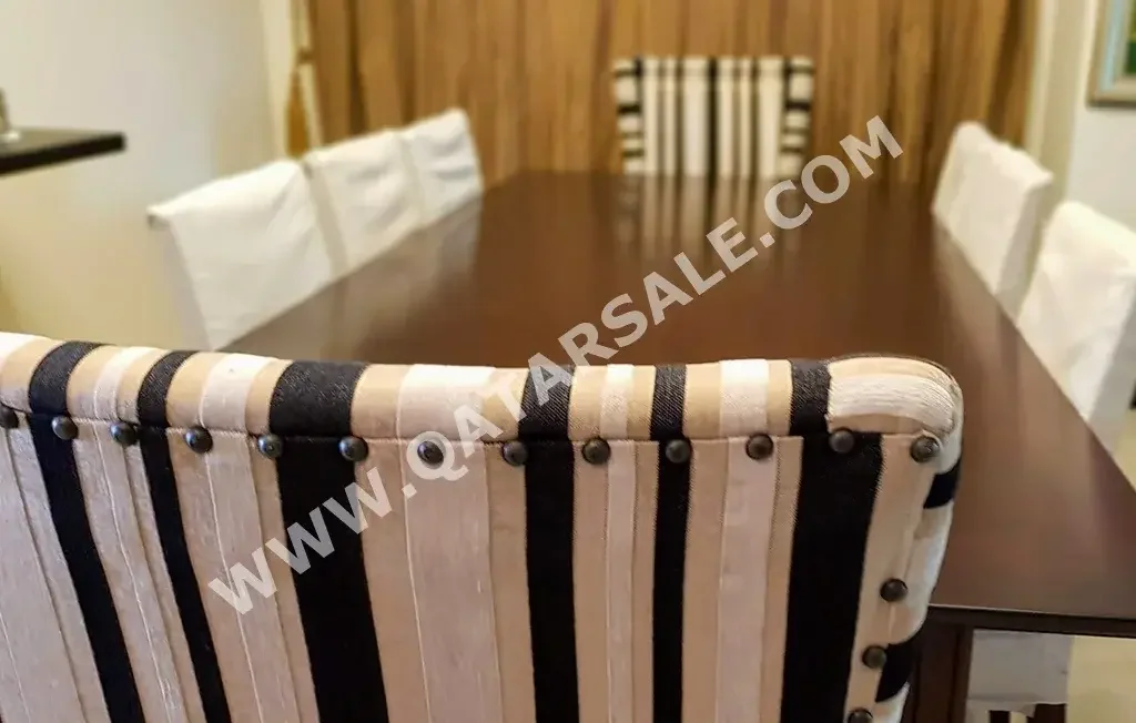 Dining Table with Chairs  - Brown  - 8 Seats