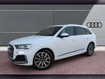 Audi  Q7  45 TFSI Quattro S-line  2023  Automatic  11,000 Km  4 Cylinder  All Wheel Drive (AWD)  SUV  White  With Warranty