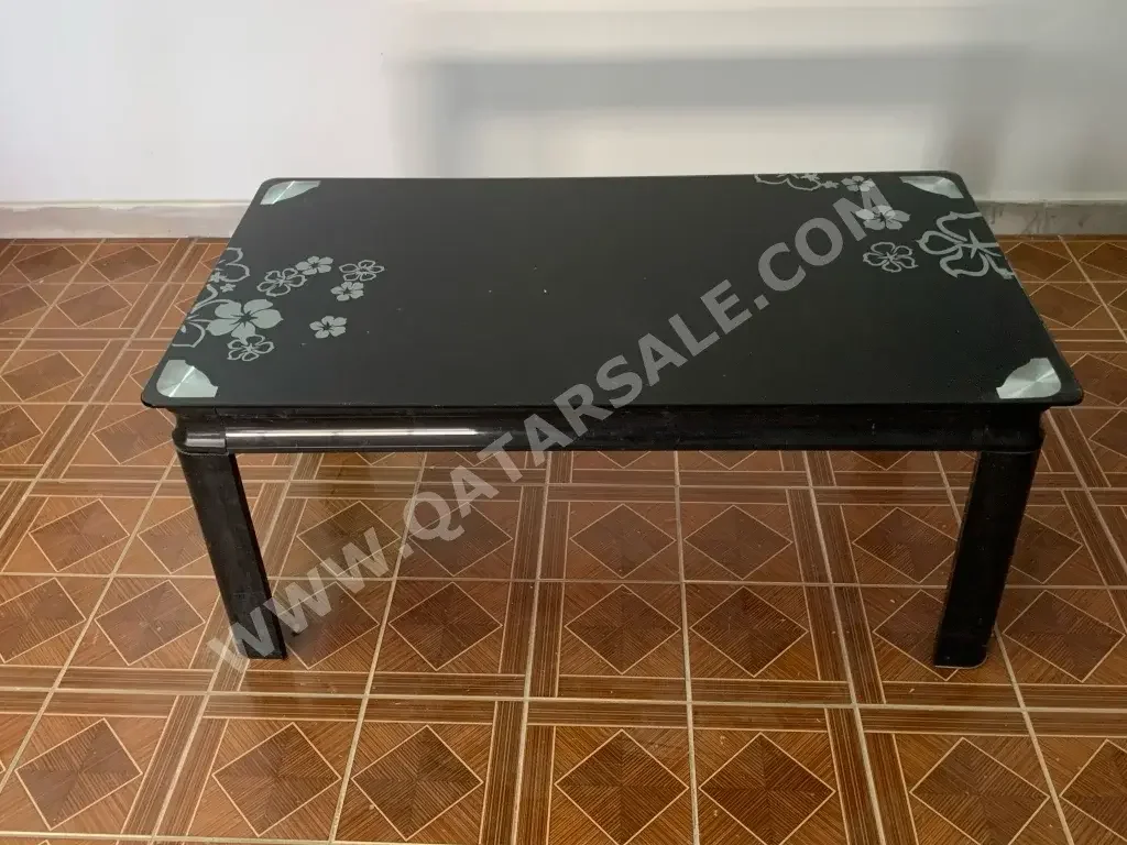 Glass  Wood  Black  Rectangle Table