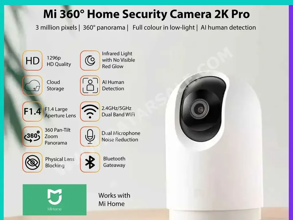 Surveillance & Security Cameras Xiaomi  Wired  360° Rotatable  Motion Detection  Night Vision Support  Siren  Warranty /  1080P