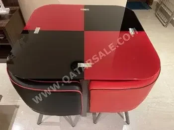 Table & Chair  Glass  Metal  Multicolor  Square Table /  3-4 Person