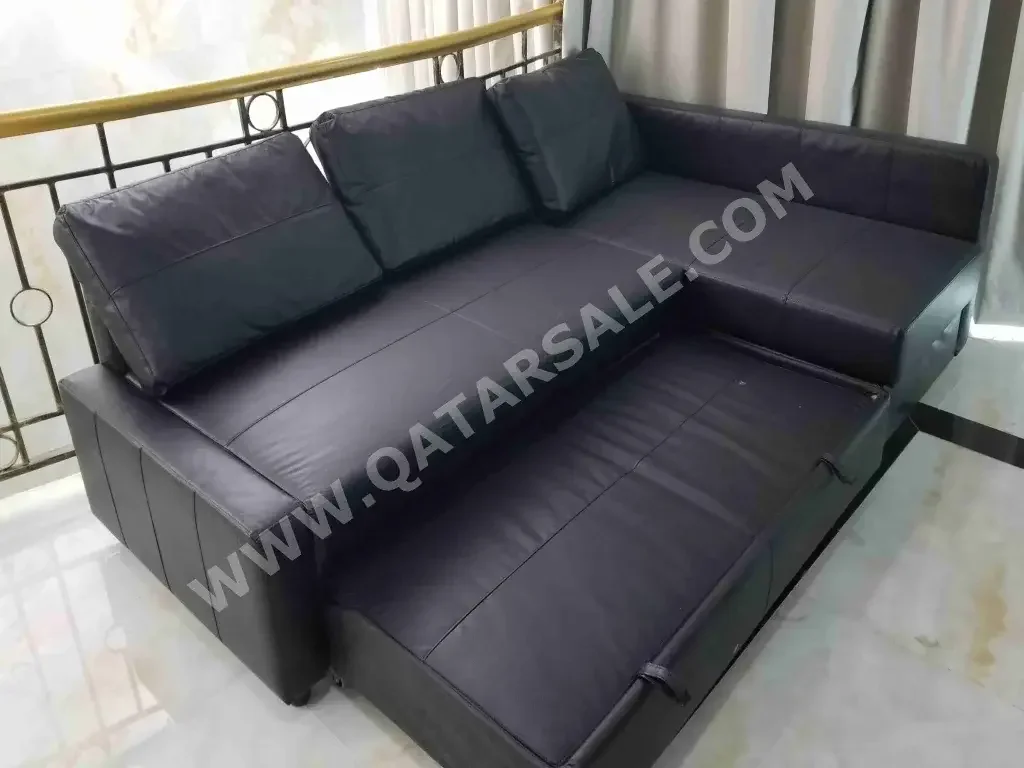 Sofas, Couches & Chairs IKEA  Corner Sofas  - Faux Leather  - Black