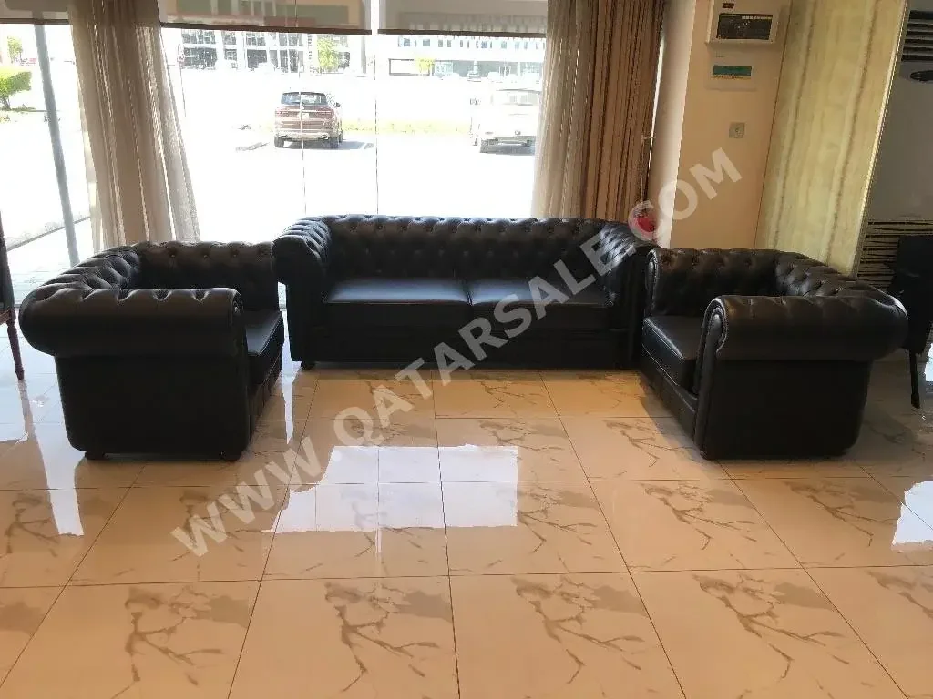 Sofas, Couches & Chairs Sofa Set  - Genuine Leather  - Black