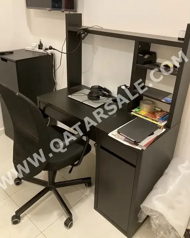 Desks & Computer Desks - Desk  - IKEA  - Black  - With Chest of 2 Drawers