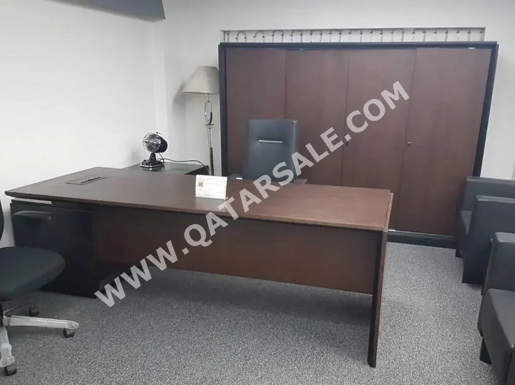 Desks & Computer Desks - Manager Desk  - Brown  - With Chest of 3 Drawers