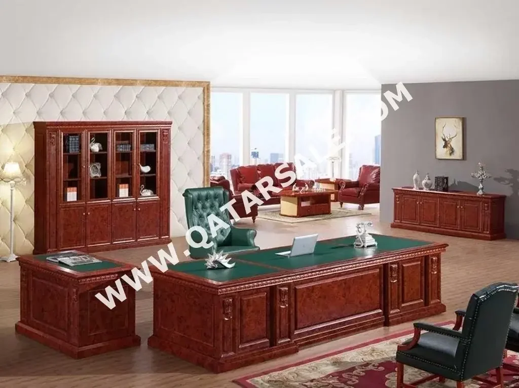 Desks & Computer Desks - Luxury Executive Desk  - Beige  - With Chest of 3 Drawers