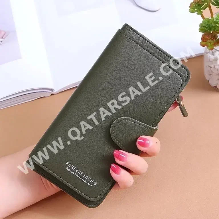 Wallets  - Green  - Genuine Leather  - For Women